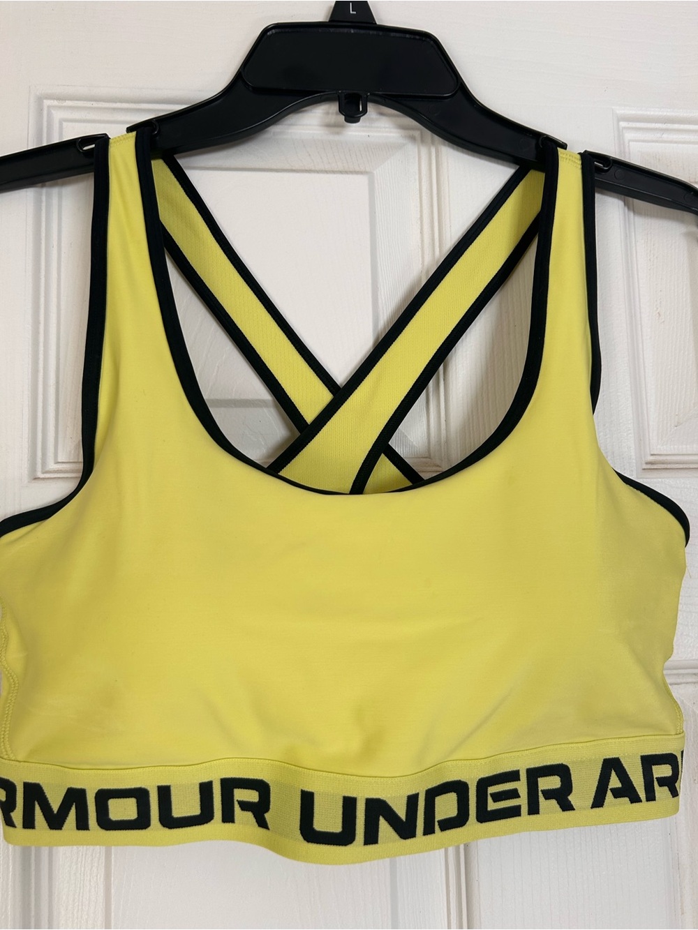 Under Armour Bright Yellow Crossback Sports Bra with Black Trim